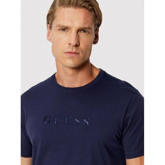 GUESS JEANS T-SHIRT CREWNECK REGULAR FIT LOGO ΜΠΛΕ M4BI81K8FQ4-A71W