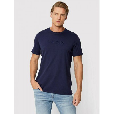 GUESS JEANS T-SHIRT CREWNECK REGULAR FIT LOGO ΜΠΛΕ M4BI81K8FQ4-A71W