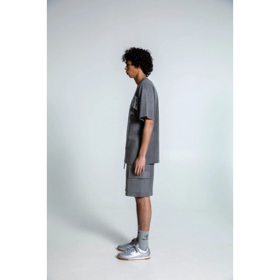 MAGICBEE STONE WASHED CARGO SHORTS 2554B - GREY