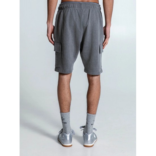 MAGICBEE STONE WASHED CARGO SHORTS 2554B - GREY