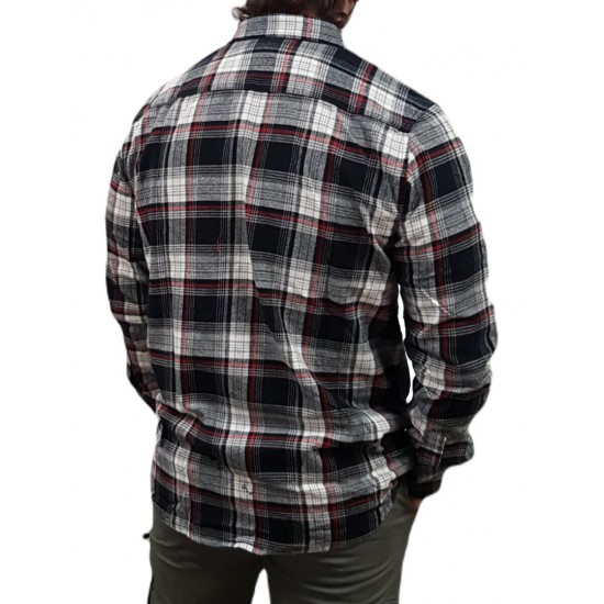 Rebase Ανδρικό Πουκάμισο Ασπρο-Μαύρο RGS-5007-BLACK WHITE