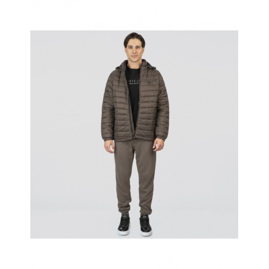 REBASE Ανδρικό Μπουφάν Bomber Πολυεστέρας Καφέ Regular Fit RJK-2040-DK ELEPHANT