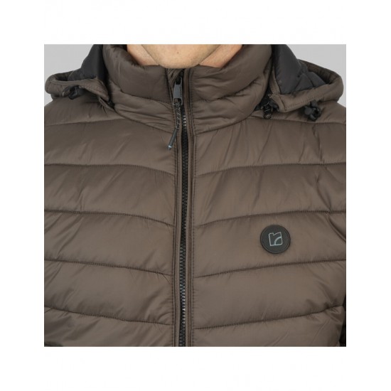 REBASE Ανδρικό Μπουφάν Bomber Πολυεστέρας Καφέ Regular Fit RJK-2040-DK ELEPHANT