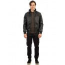 Ανδρικό μπουφάν δερματίνης REBASE 242-RLJK-2020 BLACK
