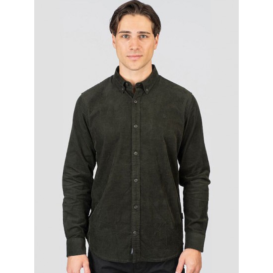 Rebase ανδρικό πουκάμισο κοτλέ  252RGS-5098 -DEEP FOREST