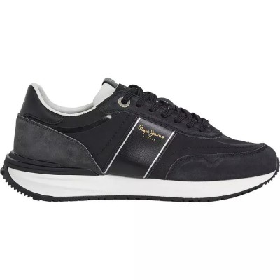 Pepe Jeans Ανδρικά Δερμάτινα Suede Sneakers Buster Serie PMS600008-999 Μαύρο