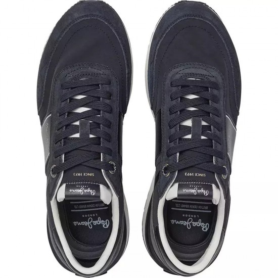 Pepe Jeans Ανδρικά Δερμάτινα Suede Sneakers Buster Serie PMS600008-999 Μαύρο