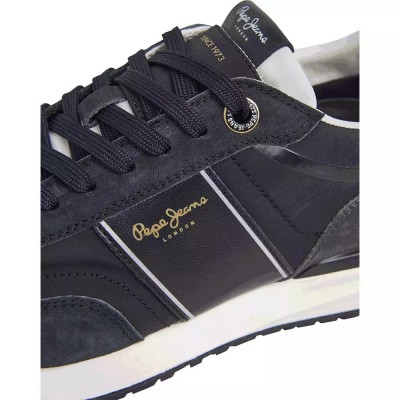 Pepe Jeans Ανδρικά Δερμάτινα Suede Sneakers Buster Serie PMS600008-999 Μαύρο