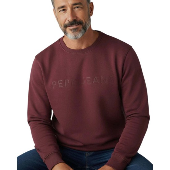 Pepe Jeans Ανδρικό Φούτερ Jefferson Big Logo Crew PM5800255-293 Μπορντό
