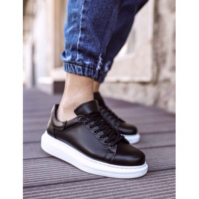 knack Ανδρικά ασπρόμαυρα δίσολα Sneakers λαστιχένια σόλα 25700