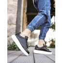 knack Ανδρικά ασπρόμαυρα δίσολα Sneakers λαστιχένια σόλα 25700