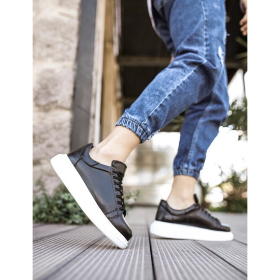 knack Ανδρικά ασπρόμαυρα δίσολα Sneakers λαστιχένια σόλα 25700