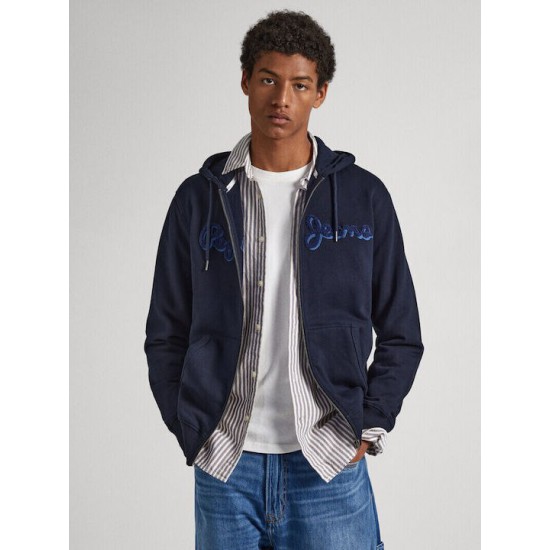 Pepe Jeans Ανδρική Φούτερ Ζακέτα με Κουκούλα και Τσέπες Μπλε Κωδικός: PM582329-594