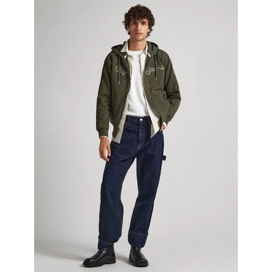 Pepe Jeans Ανδρική Φούτερ Ζακέτα με Κουκούλα και Τσέπες Χακί Κωδικός: PM582329-728