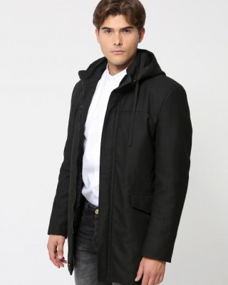 Ανδρικό Παλτό Με Κουκούλα DEVAN 2566 Μαύρο