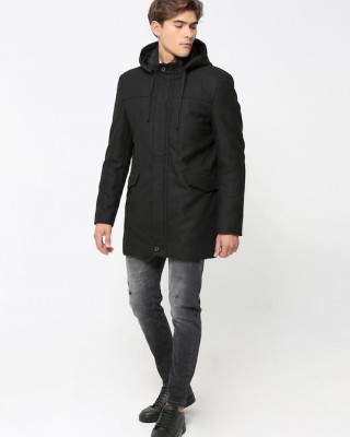 Ανδρικό Παλτό Με Κουκούλα DEVAN 2566 Μαύρο