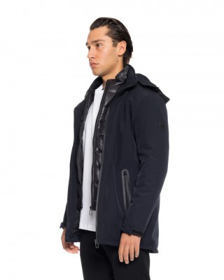 Biston  ανδρικό κοντό μπουφάν με αποσπώμενη κουκούλα 52-201-028 NAVY