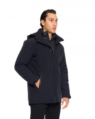 Biston  ανδρικό κοντό μπουφάν με αποσπώμενη κουκούλα 52-201-028 NAVY