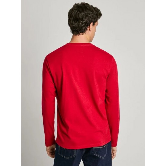Pepe Jeans Ανδρικό Μακρυμάνικο T-Shirt Eggo Long PM508209-276 Κόκκινο