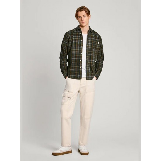 Pepe Jeans Πουκάμισο Πράσινο Καρό Κοτλέ MAX PM308721-676 LEAF GREEN