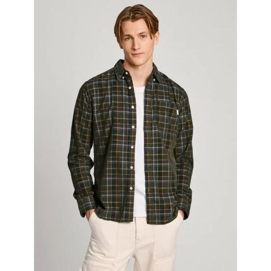 Pepe Jeans Πουκάμισο Πράσινο Καρό Κοτλέ MAX PM308721-676 LEAF GREEN