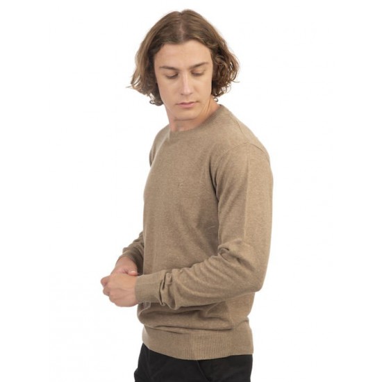 Ανδρική Μπλούζα REBASE 242-RKNIT-8000-Beige Melange Μπεζ