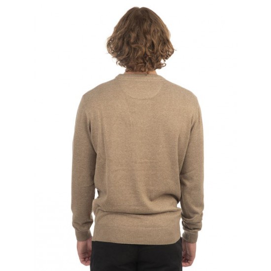 Ανδρική Μπλούζα REBASE 242-RKNIT-8000-Beige Melange Μπεζ