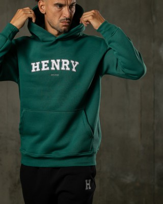 Ανδρικό φούτερ με κουκούλα Henry-Clothing 3-656 πράσινο