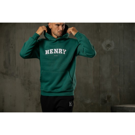Ανδρικό φούτερ με κουκούλα Henry-Clothing 3-656 πράσινο