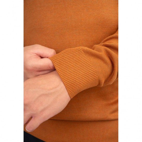 Rebase Ανδρικό Βαμβακερό Πουλόβερ 242RKNIT-8000 Caramel Melange