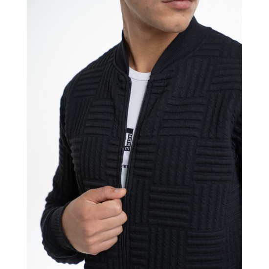 MRT MARTINI-Ζακέτα σαγρέ Square Lines – Μαύρο-11213