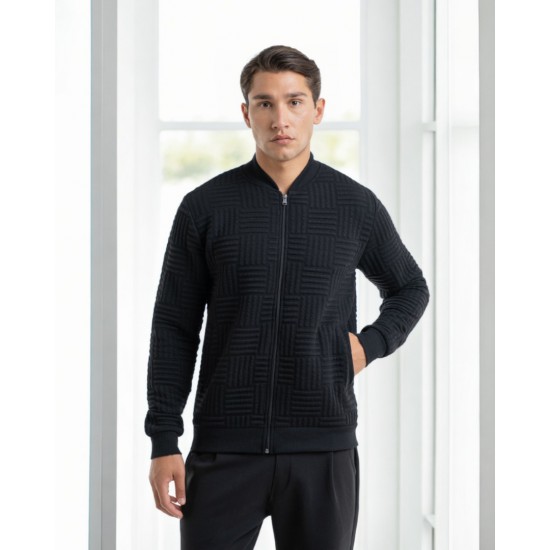 MRT MARTINI-Ζακέτα σαγρέ Square Lines – Μαύρο-11213