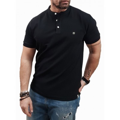 Rebase Polo Tshirt Pique Mao Collar 251-RPS-3041 BLACK Rebase Polo Tshirt Pique Mao Collar 251-RPS-3041 BLACK