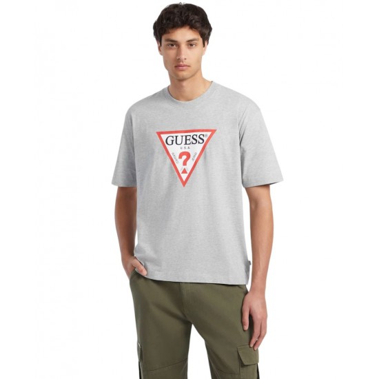 GUESS JEANS T-SHIRT CREWNECK OVERSIZED FIT LOGO ΓΚΡΙ (M4YI45K8FQ4-H90Z)