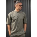 Henry Clothing Κοντομάνικο Πουκάμισο σε Φαρδιά Γραμμή Χακί 9-100