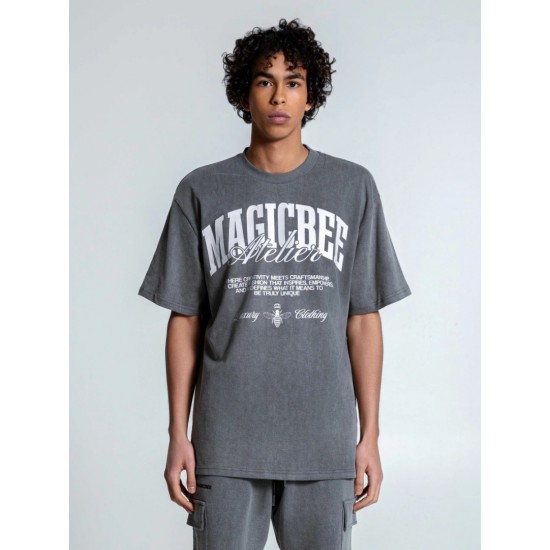 MAGICBEE STONE WASHED ATELIER TEE 2513B - GREY
