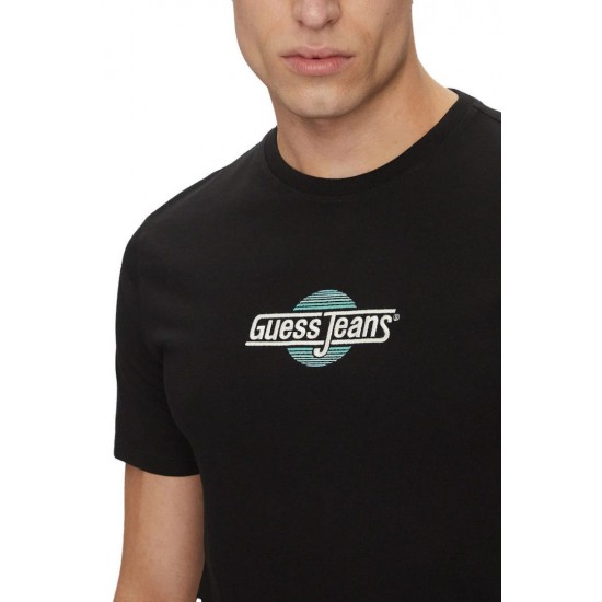 GUESS JEANS T-SHIRT CREWNECK SLIM FIT LOGO ΜΑΥΡΟ M5GI23K8HMO-JBKL