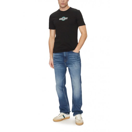 GUESS JEANS T-SHIRT CREWNECK SLIM FIT LOGO ΜΑΥΡΟ M5GI23K8HMO-JBKL