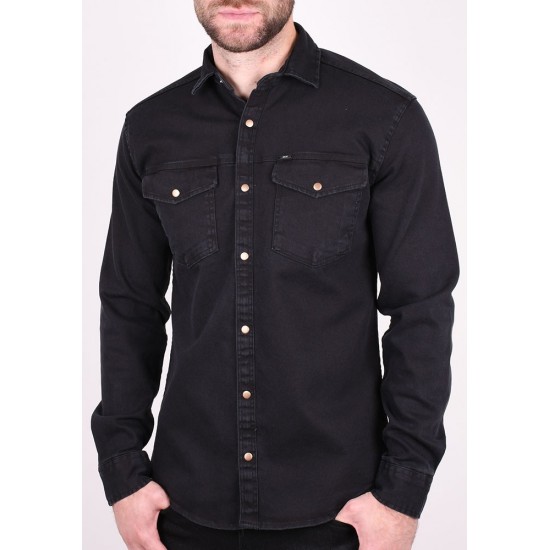 Kedi Ανδρικό Πουκάμισο Μακρυμάνικo Τζιν Μαύρο S232030-BL