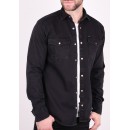 Kedi Ανδρικό Πουκάμισο Μακρυμάνικo Τζιν Μαύρο S232030-BL