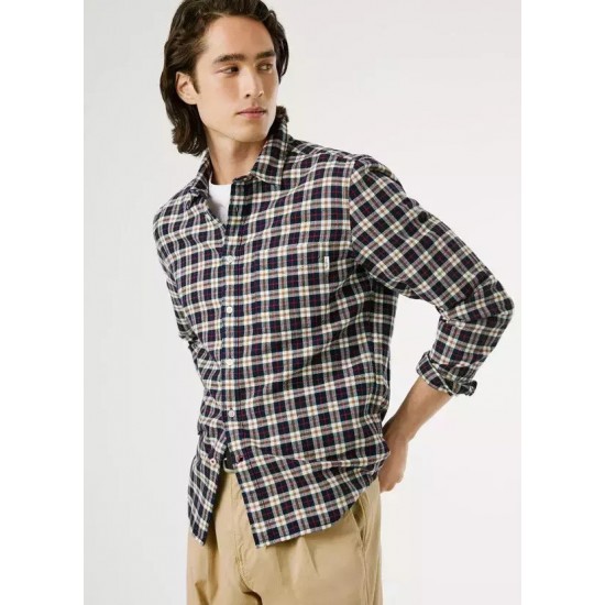 Pepe Jeans Πουκάμισο Σκούρο Μπλε Καρό CLERMONT PM3090825-594 DULWICH BLUE