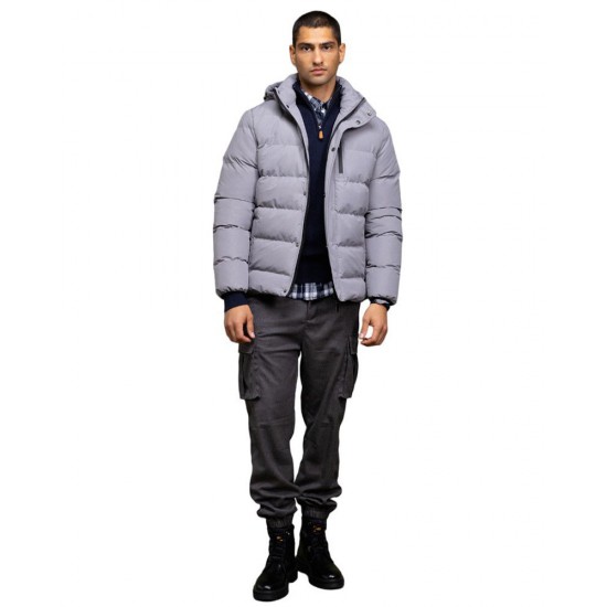 Biston fashion ανδρικό κοντό μπουφάν με αποσπώμενη κουκούλα 52-201-080 GREY