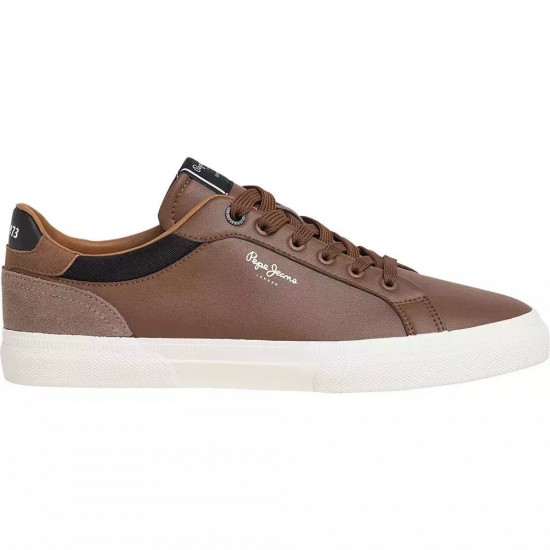 Pepe Jeans Kenton Court Tan Brown Ανδρικά Δερμάτινα Sneakers Καφέ (PMS30839-869)
