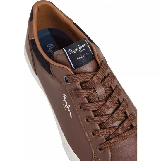 Pepe Jeans Kenton Court Tan Brown Ανδρικά Δερμάτινα Sneakers Καφέ (PMS30839-869)