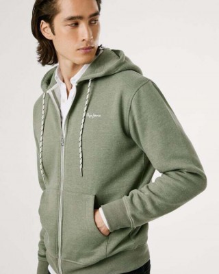 Pepe Jeans Ανδρική Ζακέτα Φούτερ Με Κουκούλα Macbeth Melange Zip PM5800017-679 Πράσινο