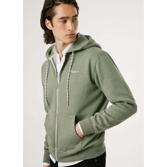 Pepe Jeans Ανδρική Ζακέτα Φούτερ Με Κουκούλα Macbeth Melange Zip PM5800017-679 Πράσινο