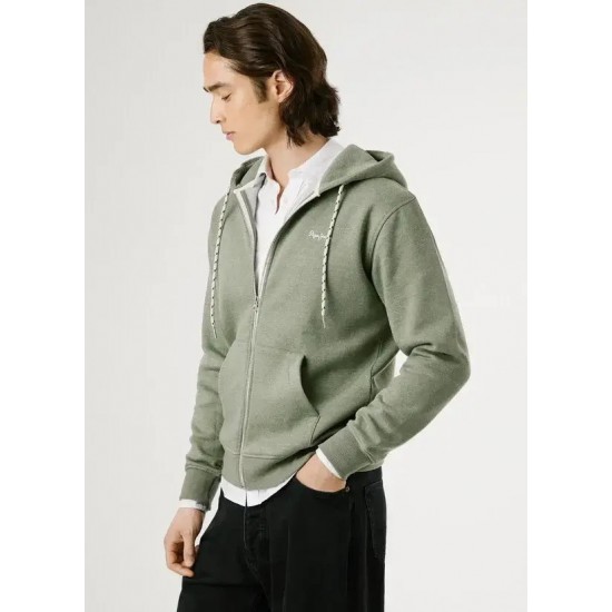 Pepe Jeans Ανδρική Ζακέτα Φούτερ Με Κουκούλα Macbeth Melange Zip PM5800017-679 Πράσινο