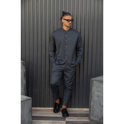 Henry Clothing Παντελόνι σε Loose Εφαρμογή Anthracite 8-120