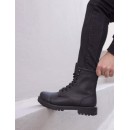 KNACK Ανδρικά μαύρα μποτάκια δερματίνη τρακτερωτή σόλα B022