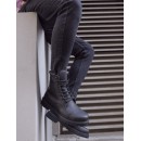 KNACK Ανδρικά μαύρα μποτάκια δερματίνη τρακτερωτή σόλα B022